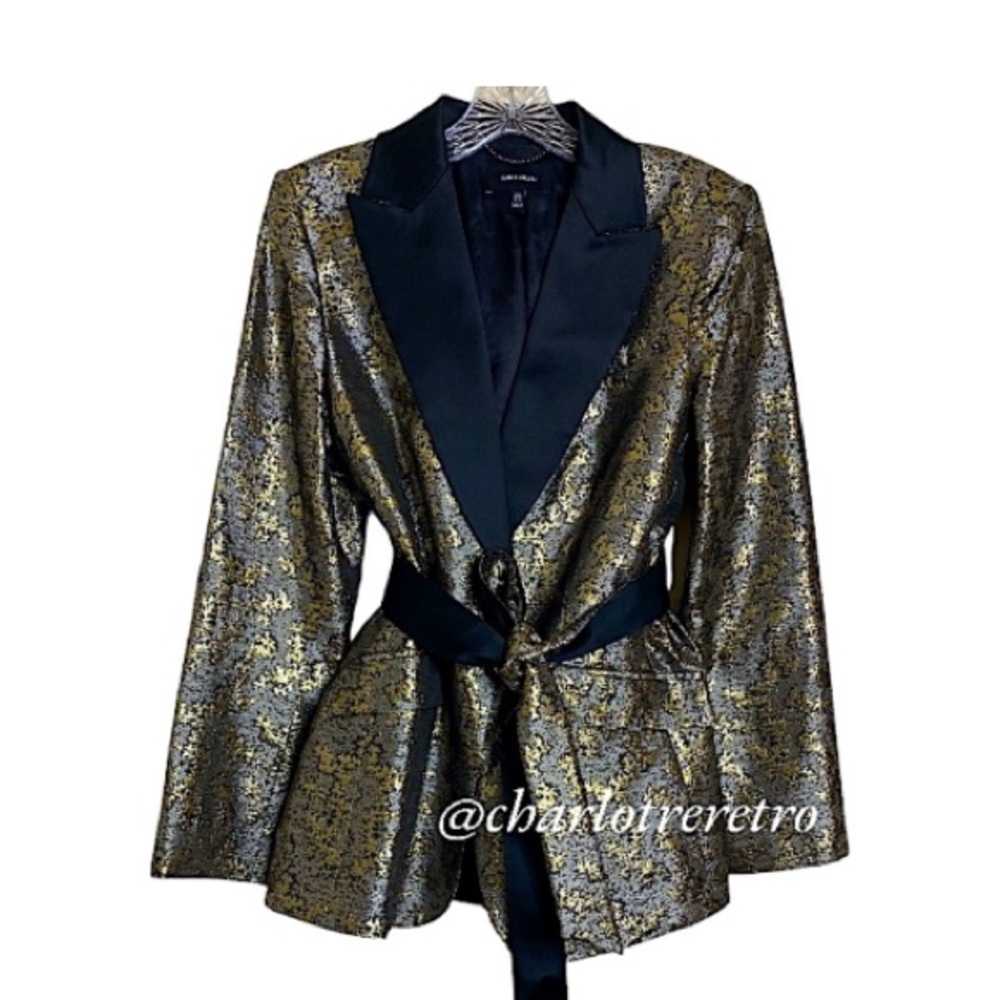 Karen Millen • Silver & Gold Lamé Tuxedo Jacket
